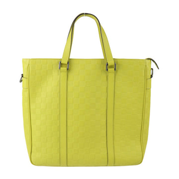 LOUIS VUITTON Tadao PM Tote Bag N41393 Damier Infini Vert Ascede Yellow Silver Hardware Handbag
