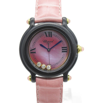 CHOPARD Be Happy Wrist Watch Wrist Watch 27/7777 Quartz Pink Pink shell Plastic Leather belt diamond 27/7777