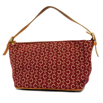CELINEAuth  C Macadam Women's Canvas Handbag Red Color Gold Metal