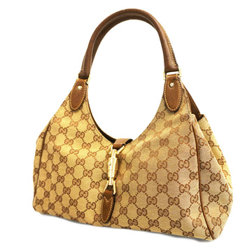 GUCCIAuth  New Jackie Handbag 124409 Women's GG Canvas Handbag Beige