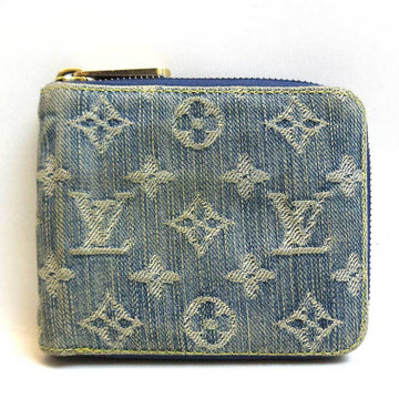 LOUIS VUITTON Monogram Denim Mini Zippy Wallet Blue Folded M95342
