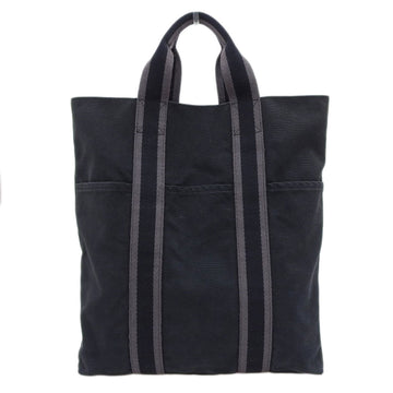 HERMES Four Toe Cabas Vertical Handbag Cotton 100% Black Gray