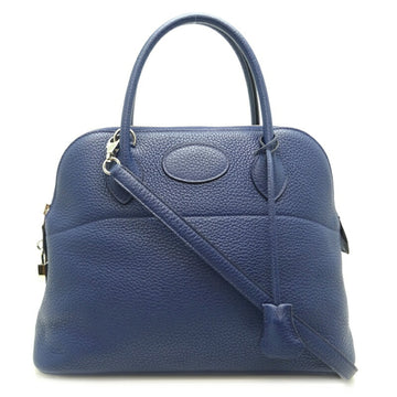 HERMES Bolide 31 Y Engraved Women's and Men's Handbag Taurillon Clemence Blue Ankle [Navy]