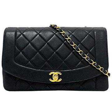 CHANEL Chain Shoulder Bag Black Gold Diana A01165 Matrasse 25cm Lambskin  Single Coco Mark Turnlock Women's Luxury