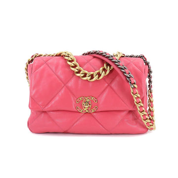 Chanel 19 large 2way hand chain shoulder bag leather pink AS1161 Large Flap Matelasse Bag