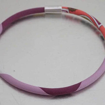 HERMES bangle bracelet petit ash petite H purple x multicolor silk silver hardware women's