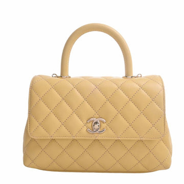 CHANEL Quilted CC GHW Chain Shoulder Crossbody Bag Caviar Leather Brown  Yellow