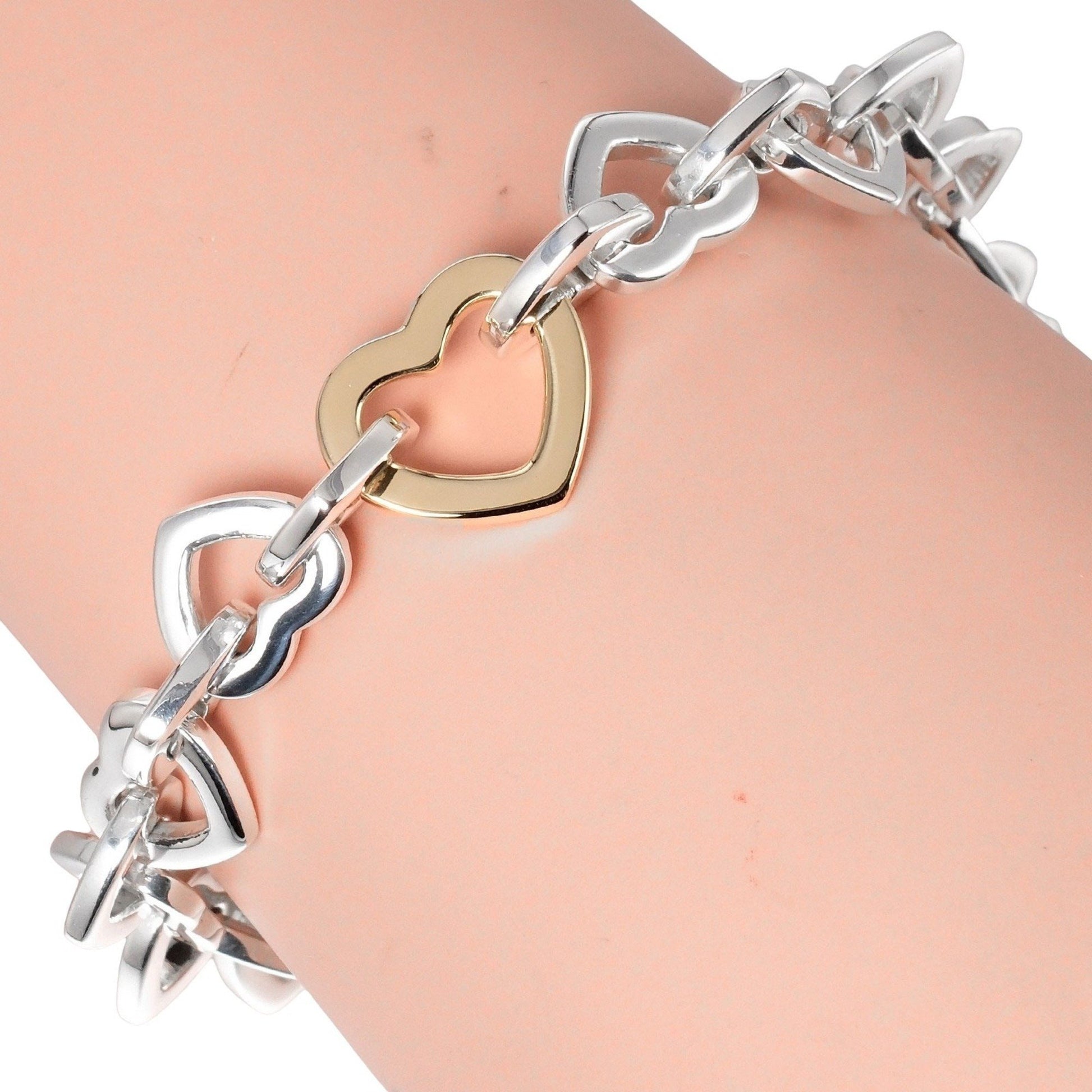 TIFFANY&Co. Heart Link Bracelet Silver 925 K18 YG Yellow Gold Approx.