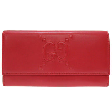 GUCCI 453390 GG embossed leather red two-fold long wallet 076