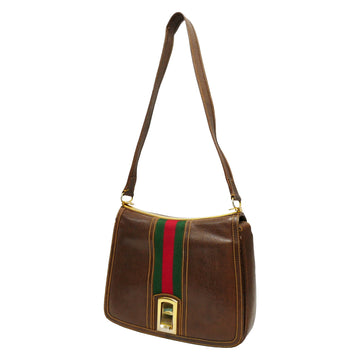 GUCCI Old Gucci Vintage One Shoulder Bag Handbag Women's 1970's 70's Sherry Line Pigskin Gold Hardware Brown