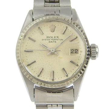 ROLEX Oyster Perpetual Watch Date Cal.1161 6517 Stainless Steel x WG Swiss Made Silver Automatic Winding Dial Ladies
