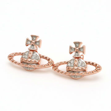VIVIENNE WESTWOOD Mayfair Bath Relief Earrings Orb Brass Rhinestone Pink Gold 62010029