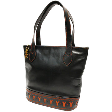 YVES SAINT LAURENT YSL handbag tote bag shoulder ladies' stitch Y logo charm leather gold metal fittings black/orange