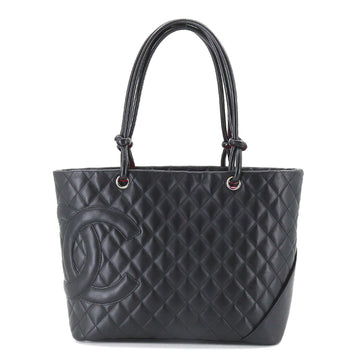 CHANEL cambon line large tote bag leather black A25169 silver metal fittings Cambon Line Tote Bag