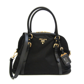 PRADA 1BB013 Women's Nylon,Leather Handbag,Shoulder Bag Nero
