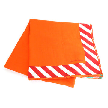 HERMES shawl stole scarf cashmere/silk orange/multicolor ladies