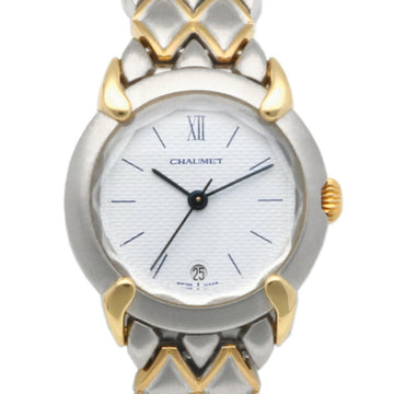 Chaumet SS GP Watch Griffith Date Silver Gold Ladies Stainless Steel