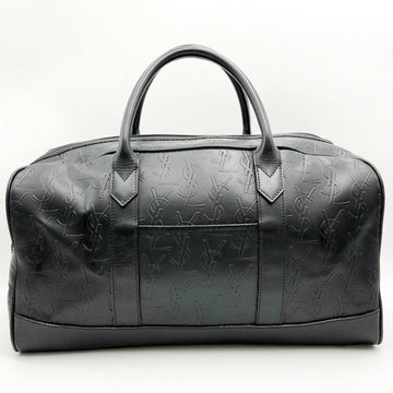 YVES SAINT LAURENT Boston Bag Handbag Travel Black Leather Ladies Men's Fashion