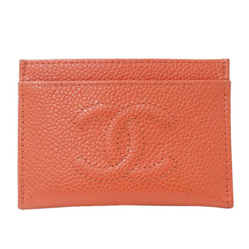 Chanel card case Lady's caviar skin salmon pink business
