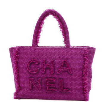 CHANEL zip tote bag tweed purple AS0976