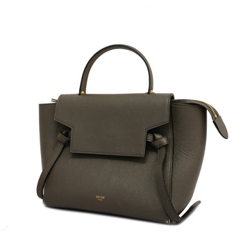 CELINEAuth  Belt Bag Women's Leather Handbag Gray