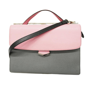 FENDI handbag demijoule leather gray pink red ladies