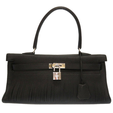Hermes Shoulder Kelly Taurillon Clemence Black  M Engraved Handbag 0033 40