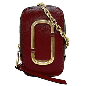 MARC JACOBS Shoulder Bag Hot Shot Bordeaux Brown Gold M0012740 Coated Leather  Chain Women's