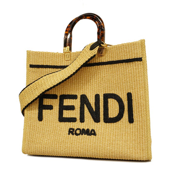 Fendi Women's Straw Handbag,Shoulder Bag,Tote Bag Beige