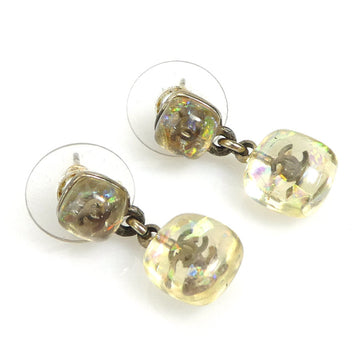 CHANEL earrings here mark resin/metal clear/gold ladies