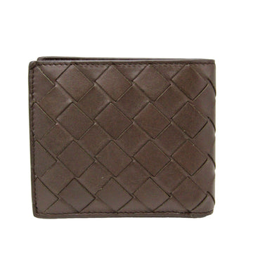 BOTTEGA VENETA Intrecciato 605722 Women's Leather Wallet [tri-fold] Dark Brown