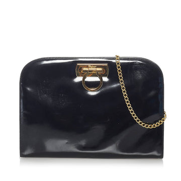 Salvatore Ferragamo Gancini Chain Shoulder Bag P21 0587 Black Leather Ladies