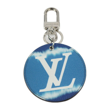 LOUIS VUITTON Portocre Ilustre key holder M69272 calf leather blue system white silver metal fittings ring bag charm