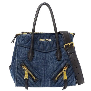 Miu MIU Bag Women's Handbag Shoulder 2way Biker Blue RN1032