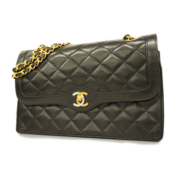 CHANELAuth  Matelasse Paris Limited W Flap W Chain Leather Shoulder Bag