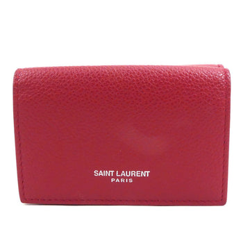 SAINT LAURENT Trifold Wallet Leather Red Unisex