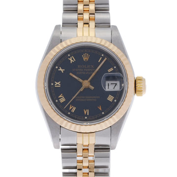 ROLEX Datejust 69173 Women's YG/SS Watch Automatic Navy Dial