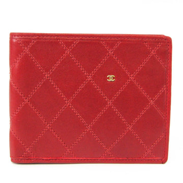 Chanel Bicolor Women's Leather Bill Wallet (bi-fold) Red Color