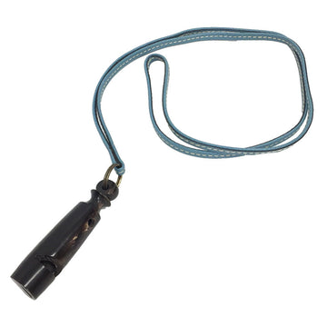 HERMES Shifre Ultrasonic Whistle Dog Necklace Pendant Blue Jean x Wood
