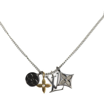 LOUIS VUITTON pendant LV instinct necklace M00521 metal silver gunmetal gold initial monogram flower vuitton