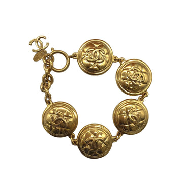 CHANEL Bracelet Coco Logo GP Gold Vintage Accessories Jewelry Ladies
