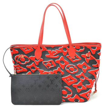 Louis Vuitton Shoulder Bag Tote Monogram LV UF Neverfull MM Black Red Tufted Canvas Ladies M45544
