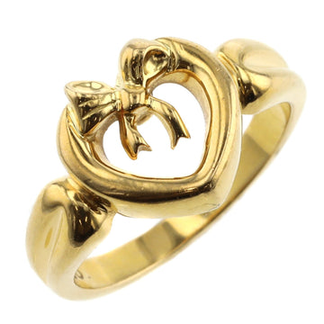 TIFFANY Ring Heart Ribbon K18 Yellow Gold No. 8.5 Ladies &Co.