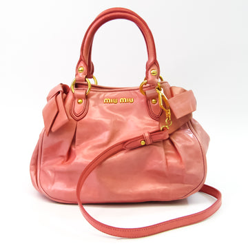 Miu Miu VITELLO LUX RN0818 Women's Leather Handbag,Shoulder Bag Rose Pink