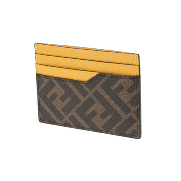 Fendi Zucca Pattern Brown/Yellow 7M0333 AJJ5 Men's Leather Card Case