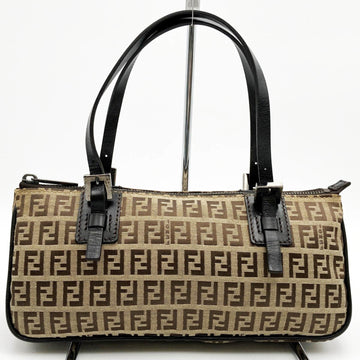 FENDI Zucchino Handbag Mini Bag Handheld Brown Canvas Ladies Fashion 8BL014 USED