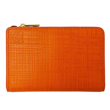 LOEWE Wallet Women's Anagram Linen Bifold Leather Orange