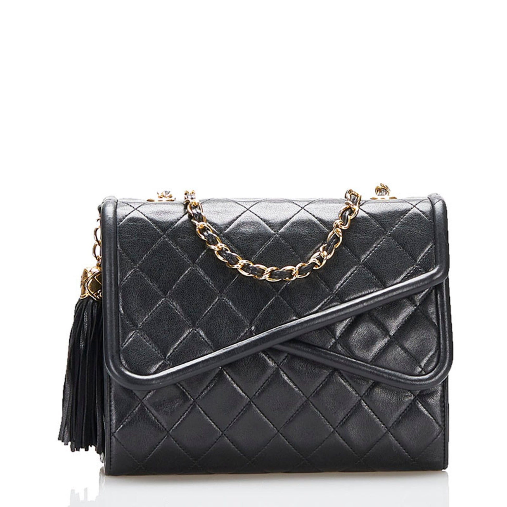 Chanel Matelasse Coco Mark Chain Shoulder Bag Black Lambskin Ladies CH