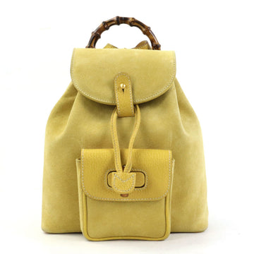 GUCCI Backpack Bamboo Suede/Leather Yellow Gold Women's e56051f