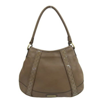 BURBERRY bag Lady's tote shoulder leather brown